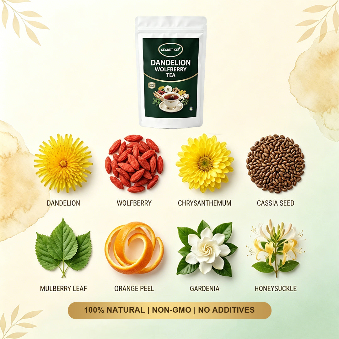 Dandelion Goji Liver Kidney Detox Tea Bags, 8 Herb Blend Eases Bloating & Water Retention, Caffeine-Free Gentle Energy For Late Nights & Greasy Meals, Hot Cold Brew Daily Wellness Infusion