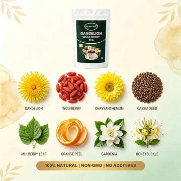 Dandelion Goji Liver Kidney Detox Tea Bags, 8 Herb Blend Eases Bloating & Water Retention, Caffeine-Free Gentle Energy For Late Nights & Greasy Meals, Hot Cold Brew Daily Wellness Infusion