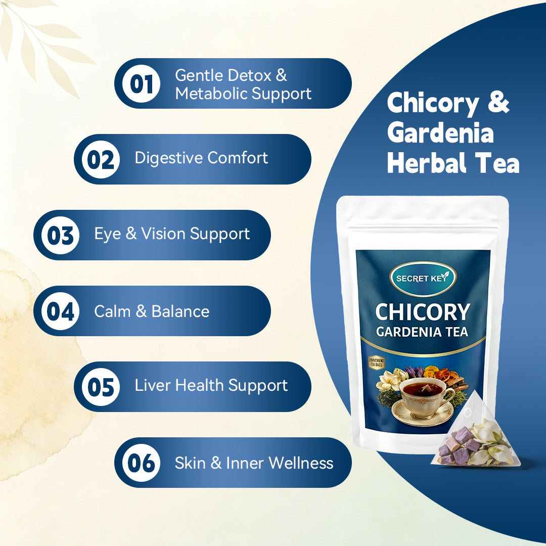 Refreshing Gardenia Chicory Floral Cooling Tea Sachets, Natural Soothing Blend For Hot Weather & Air Conditioning Dryness, Boost Mild Immune Support, Zero Artificial Additives, Quick Steep Hot Cold Brew Self-Care Drink For Office & Outdoor Use
