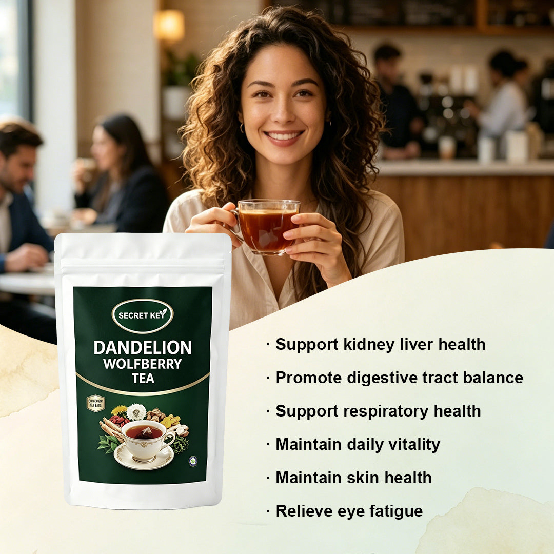 Dandelion Goji Liver Kidney Detox Tea Bags, 8 Herb Blend Eases Bloating & Water Retention, Caffeine-Free Gentle Energy For Late Nights & Greasy Meals, Hot Cold Brew Daily Wellness Infusion