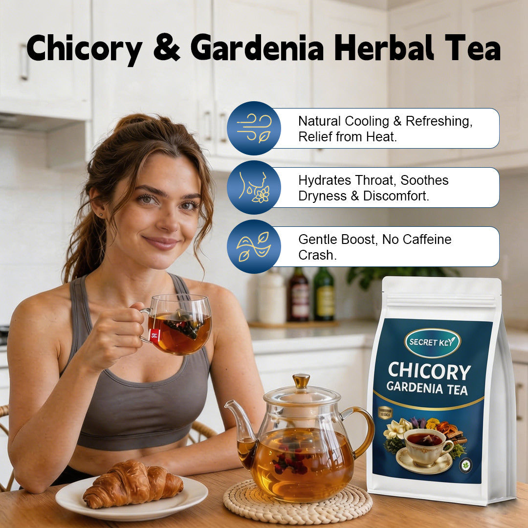 Refreshing Gardenia Chicory Floral Cooling Tea Sachets, Natural Soothing Blend For Hot Weather & Air Conditioning Dryness, Boost Mild Immune Support, Zero Artificial Additives, Quick Steep Hot Cold Brew Self-Care Drink For Office & Outdoor Use