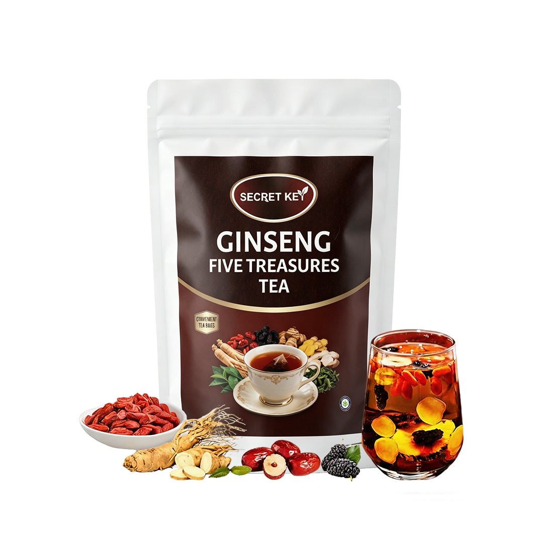 Premium Ginseng Five Treasures Herbal Kidney Support Tea Bags, Biodegradable Corn Fiber Pyramid Infusions, Boost Stamina For Night Shift & High-Stress Guys, Natural Energy Drink Perfect For Daily Self-Care & Thoughtful Healthy Gifts