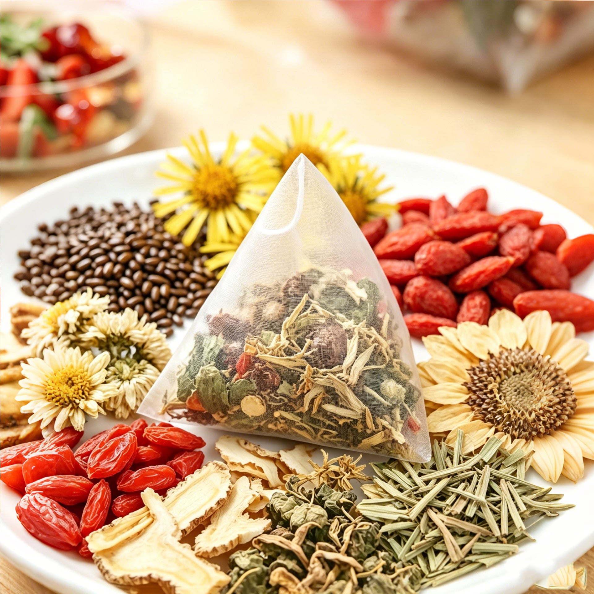 Antioxidant Dandelion Goji Berry Liver Cleanse Tea Bags, All Natural Multi-Herb Formula With Chrysanthemum & Cassia Seed, Soothe Strain From Long Screen Time, Gentle Detox Drink For Year-Round Internal Cooling Self-Care