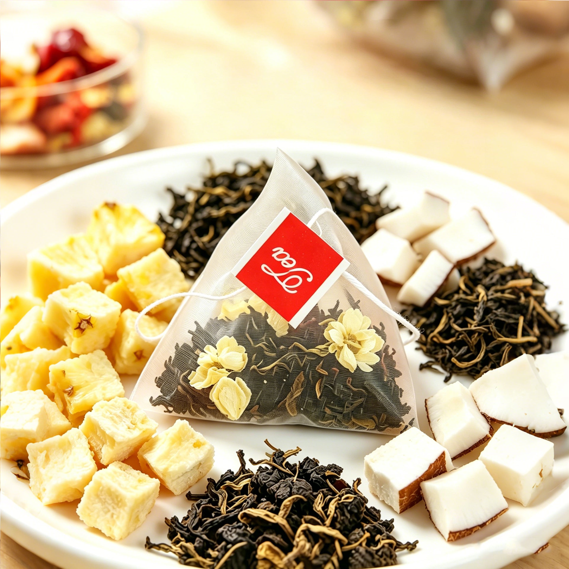 Zero Sugar Zero Calorie Pineapple Coconut Oolong Herbal Tea Bags, Vibrant Tropical Fruit Flavor Blend Made With Real Pineapple & Coconut Bits, Caffeine Friendly Quick-Steep Beverage For Everyday Healthy Lifestyle