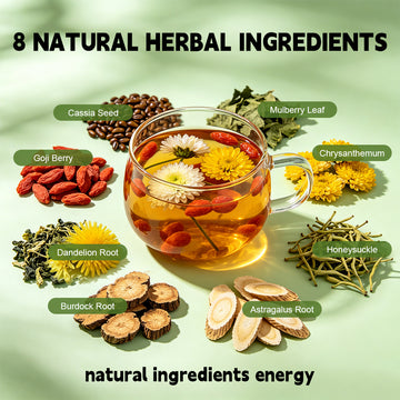 Soothe Eye Strain & Boost Immune Honeysuckle Dandelion Detox Tea Sachets, Natural Caffeine-Free Gentle Energy, Relieve Body Burden From Greasy Meals, Hot Cold Brew Biodegradable Tea Bags For All Daily Scenes