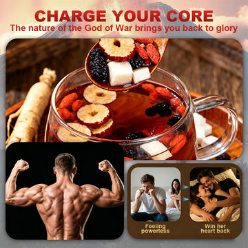 Premium Ginseng Five Treasures Herbal Kidney Support Tea Bags, Biodegradable Corn Fiber Pyramid Infusions, Boost Stamina For Night Shift & High-Stress Guys, Natural Energy Drink Perfect For Daily Self-Care & Thoughtful Healthy Gifts