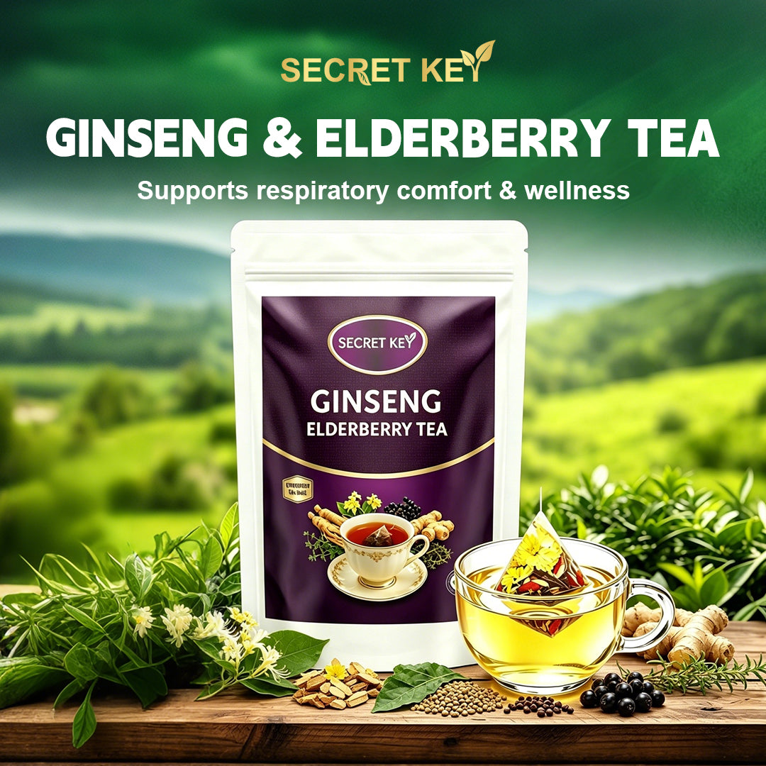 Tired Of Seasonal Congestion & Coffee Crashes? Ginseng Elderberry Lung Support Tea Sachets, Mullein Thyme Immune Boost Herbal Blend, Caffeine-Free All-Day Natural Energy, Soothe Respiratory Discomfort, Hot Cold Brew Portable Daily Wellness Must-Have