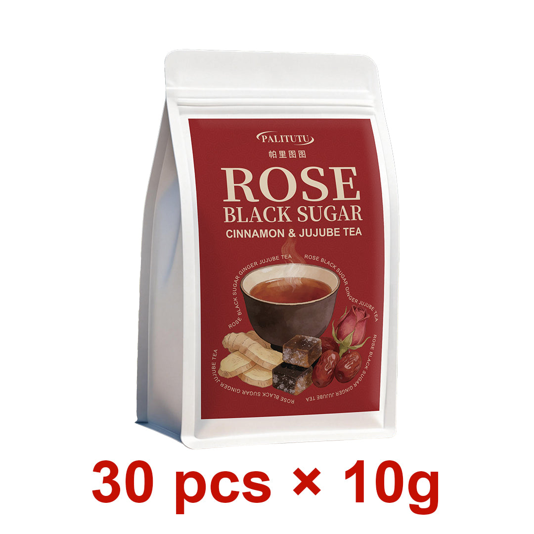 All-Natural Rose Ginger Palm Black Sugar Wellness Tea Bags, Gentle Internal Warmth To Ease Period Discomfort & Chilly Limbs, Hydrate Dull Skin, Balancing Herbal Blend For All Season Daily Self-Care Sips