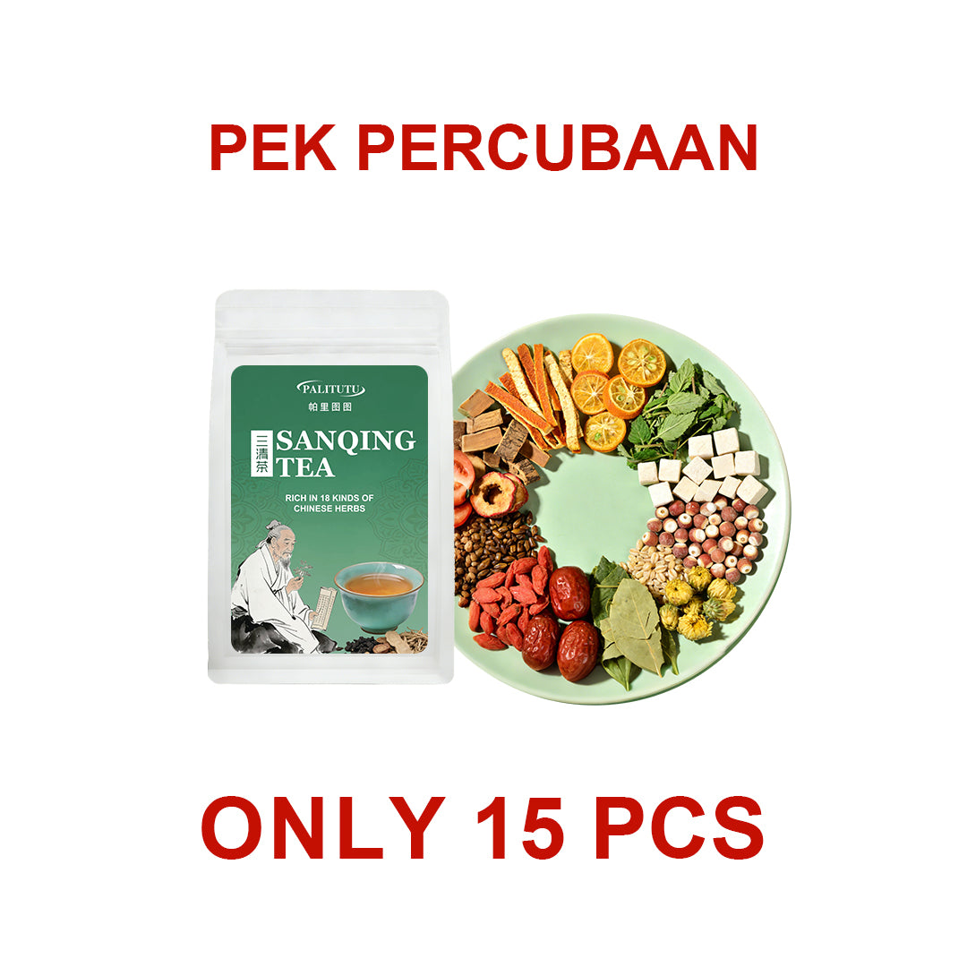 PALITUTU Sanqing Herbal Tea 18 Natural Herb Blend, Natural Halitosis Relief For Persistent Bad Breath, Bitter Dry Mouth & Bloated Gut, Cooling Internal Heat, Caffeine-Free Daily Digestive Support Pyramid Tea Bags