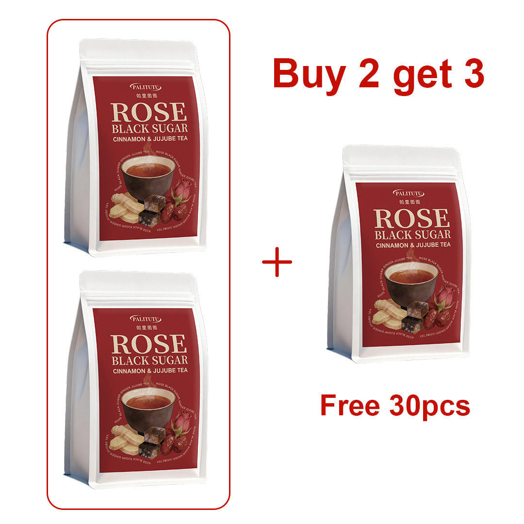 All-Natural Rose Ginger Palm Black Sugar Wellness Tea Bags, Gentle Internal Warmth To Ease Period Discomfort & Chilly Limbs, Hydrate Dull Skin, Balancing Herbal Blend For All Season Daily Self-Care Sips