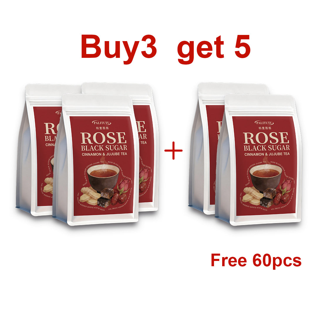 All-Natural Rose Ginger Palm Black Sugar Wellness Tea Bags, Gentle Internal Warmth To Ease Period Discomfort & Chilly Limbs, Hydrate Dull Skin, Balancing Herbal Blend For All Season Daily Self-Care Sips
