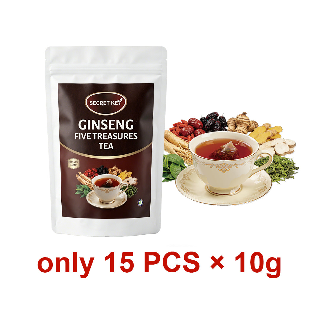 Premium Ginseng Five Treasures Herbal Kidney Support Tea Bags, Biodegradable Corn Fiber Pyramid Infusions, Boost Stamina For Night Shift & High-Stress Guys, Natural Energy Drink Perfect For Daily Self-Care & Thoughtful Healthy Gifts