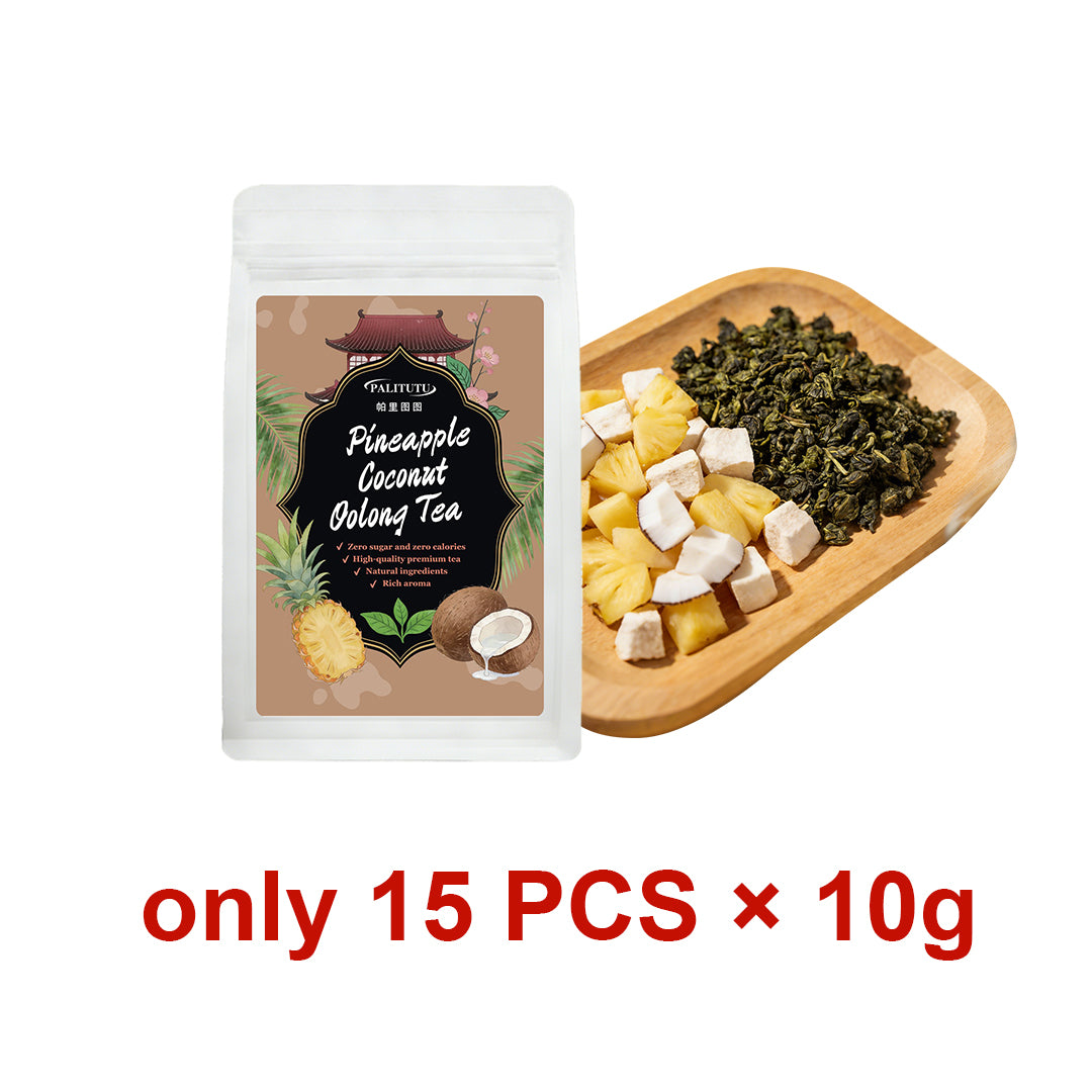 Zero Sugar Zero Calorie Pineapple Coconut Oolong Herbal Tea Bags, Vibrant Tropical Fruit Flavor Blend Made With Real Pineapple & Coconut Bits, Caffeine Friendly Quick-Steep Beverage For Everyday Healthy Lifestyle