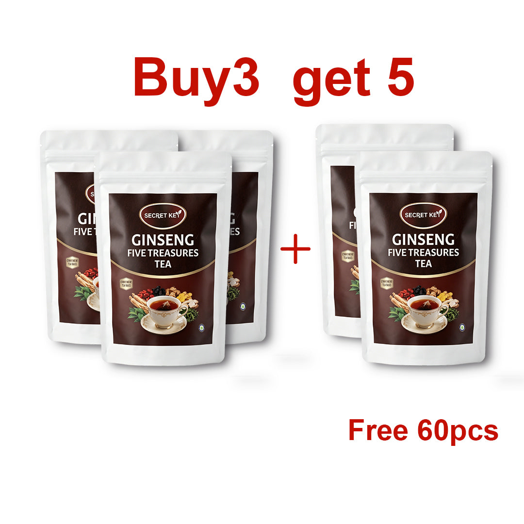 Premium Ginseng Five Treasures Herbal Kidney Support Tea Bags, Biodegradable Corn Fiber Pyramid Infusions, Boost Stamina For Night Shift & High-Stress Guys, Natural Energy Drink Perfect For Daily Self-Care & Thoughtful Healthy Gifts