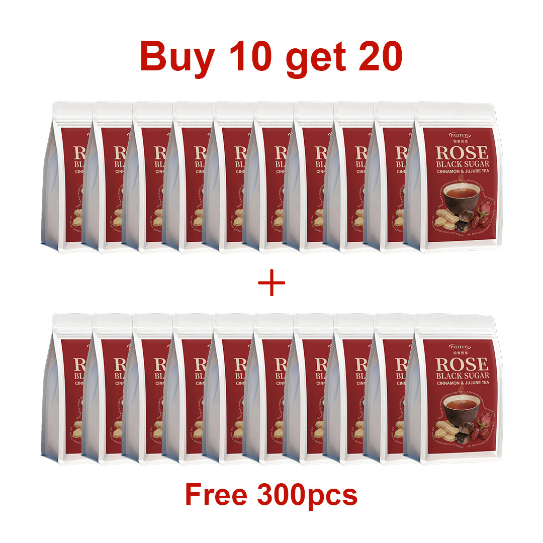 All-Natural Rose Ginger Palm Black Sugar Wellness Tea Bags, Gentle Internal Warmth To Ease Period Discomfort & Chilly Limbs, Hydrate Dull Skin, Balancing Herbal Blend For All Season Daily Self-Care Sips